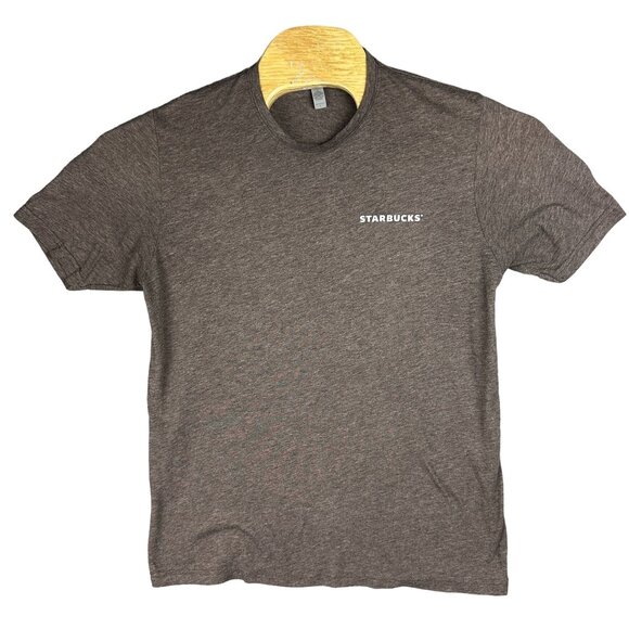 Starbucks Tee Men L Brown Soft Fabric Graphic Print Logo  By Next Level Apparel - Picture 1 of 8